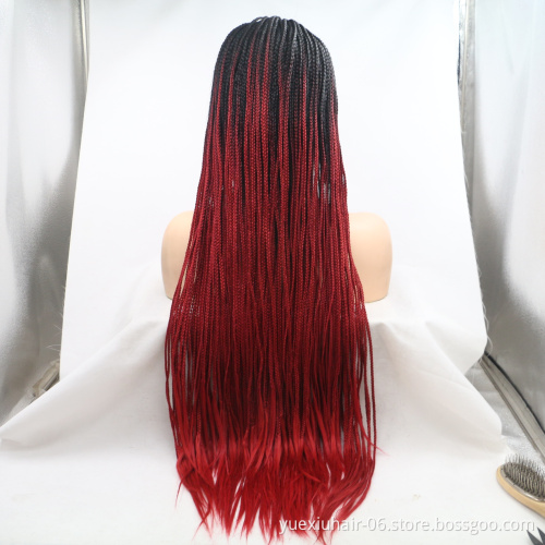 Braided Lace Front Wig African Glueless Box Braids Wig Synthetic Lace Braided Wig Baby Hair